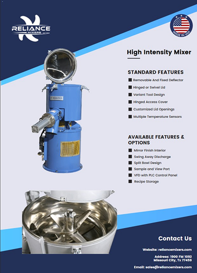 High Intensity mixer - Standard Features